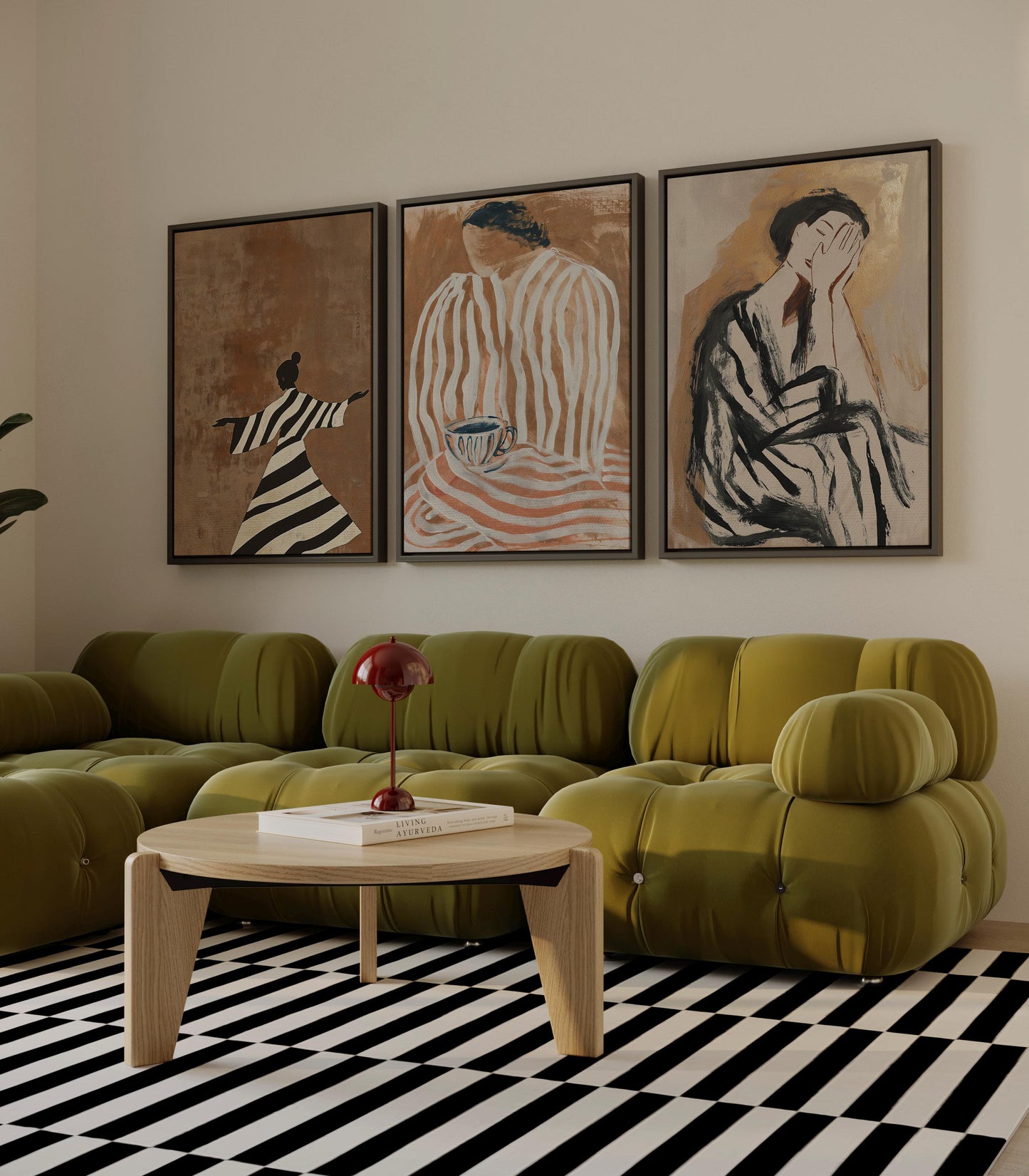 Wabi Sabi Women Art: Abstract Canvas Prints (Floating Frame Set)