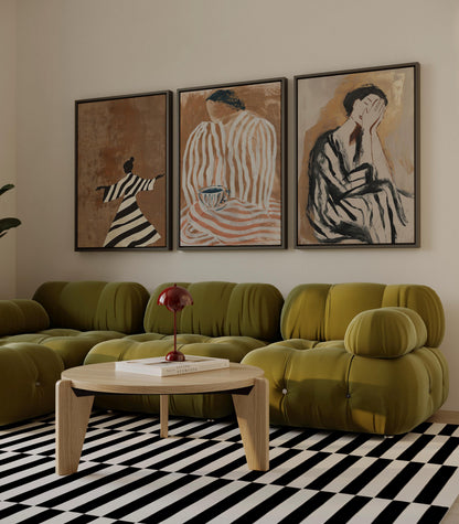 Wabi Sabi Women Art: Abstract Canvas Prints (Floating Frame Set)