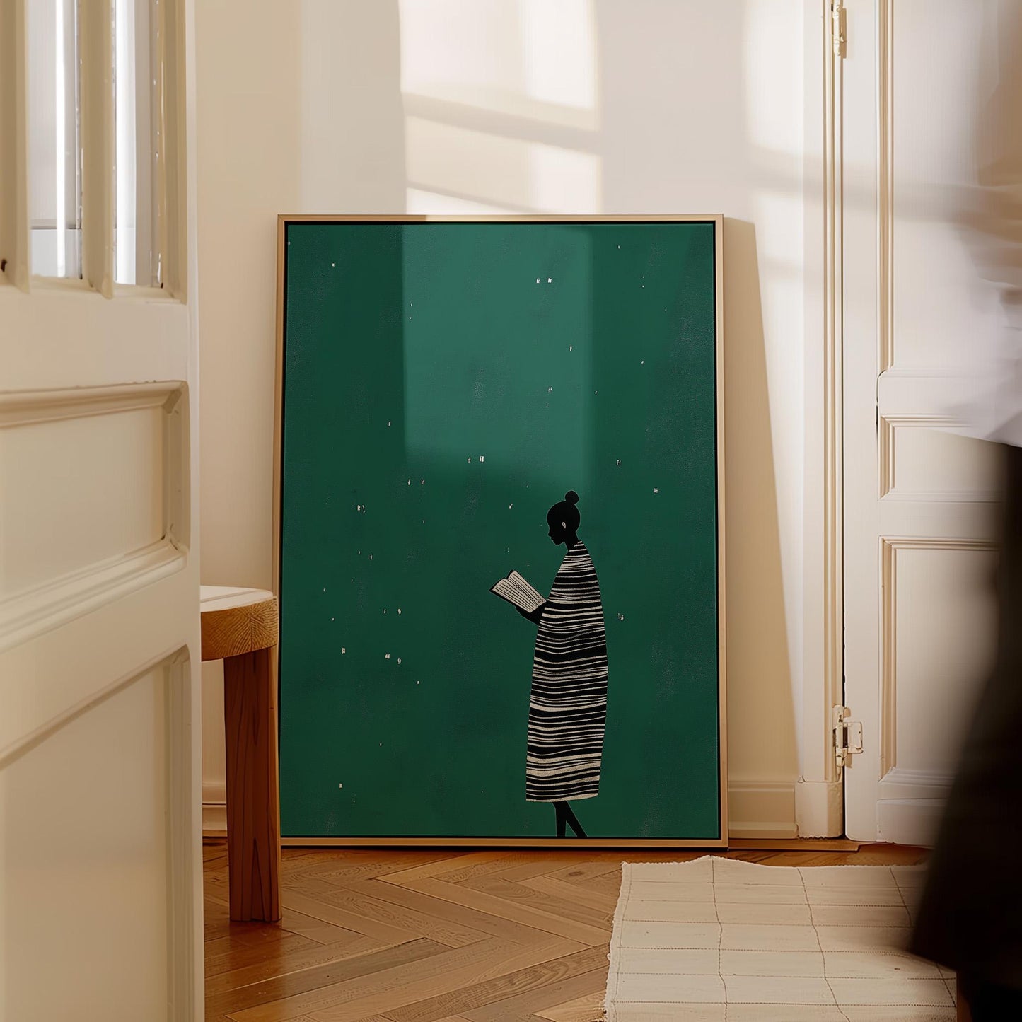 Emerald Green Woman Canvas Set - Modern Abstract Wall Decor