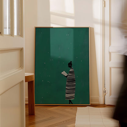 Emerald Green Woman Canvas Set - Modern Abstract Wall Decor