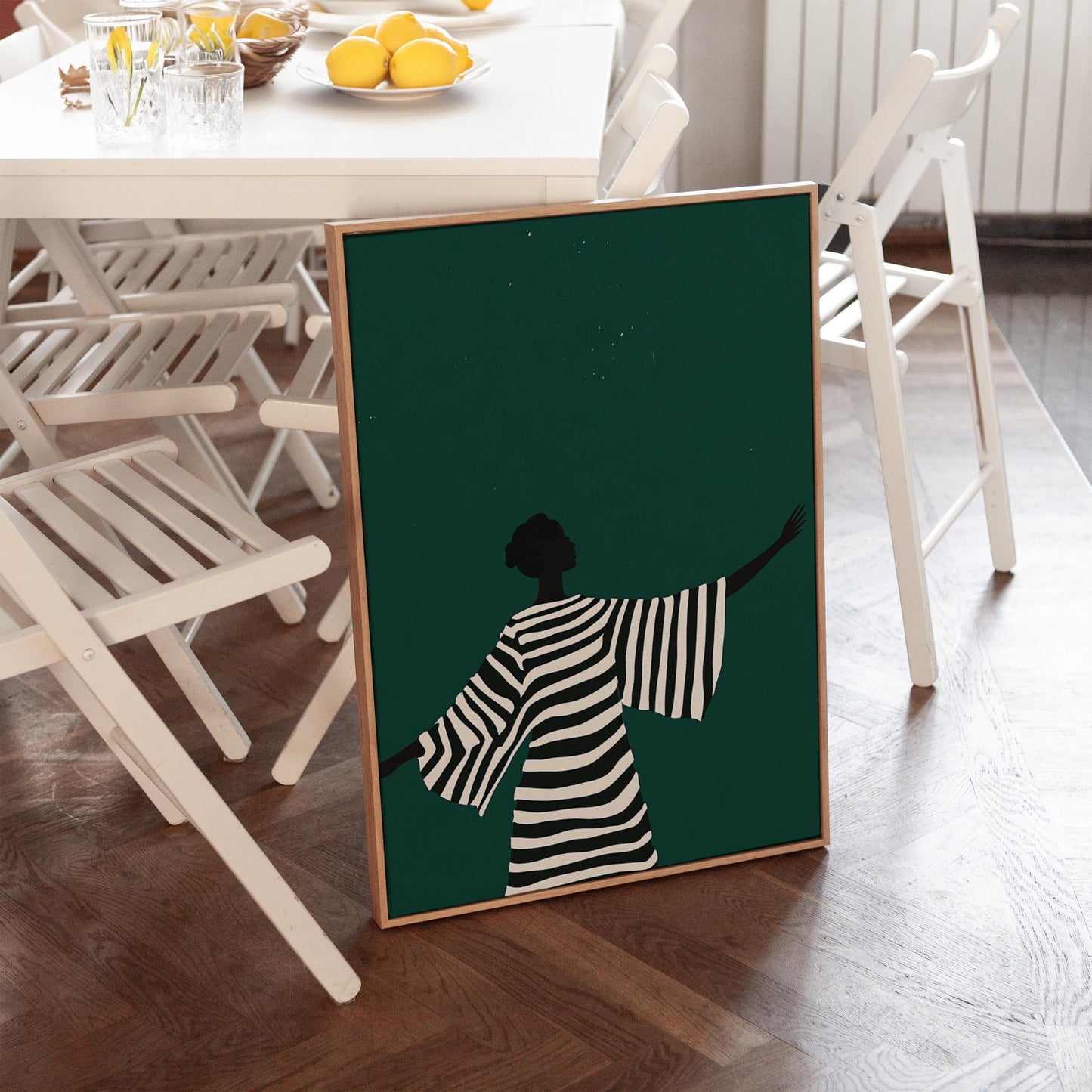 Emerald Green Woman Canvas Set - Modern Abstract Wall Decor