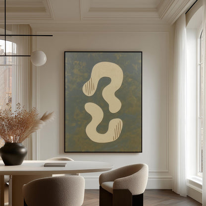 Abstract Blue and Beige Giclée Canvas Print with Soft Organic Shapes Modern Art for Minimalist Living Room or Studio Decor