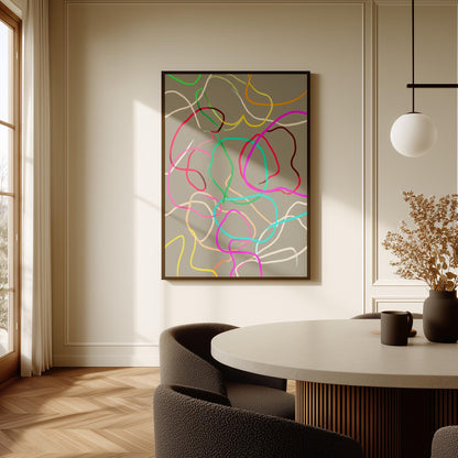Colorful Abstract Line Giclée Canvas Print Modern Minimal Wall Art for Living Room or Studio Interior