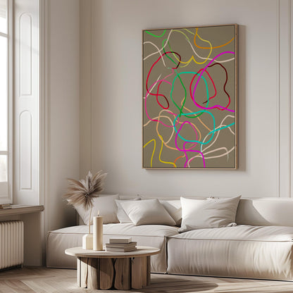 Colorful Abstract Line Giclée Canvas Print Modern Minimal Wall Art for Living Room or Studio Interior