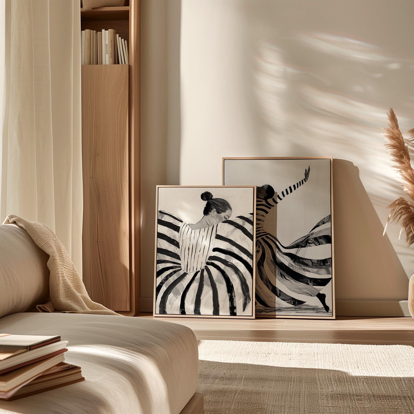 Black and White Dance Canvas Prints - Abstract Figurative Art Set