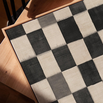 Black and White Checkered Canvas Art, Minimalist Abstract Giclée Print, Modern Geometric Wall Art for Living Room or Office Decor