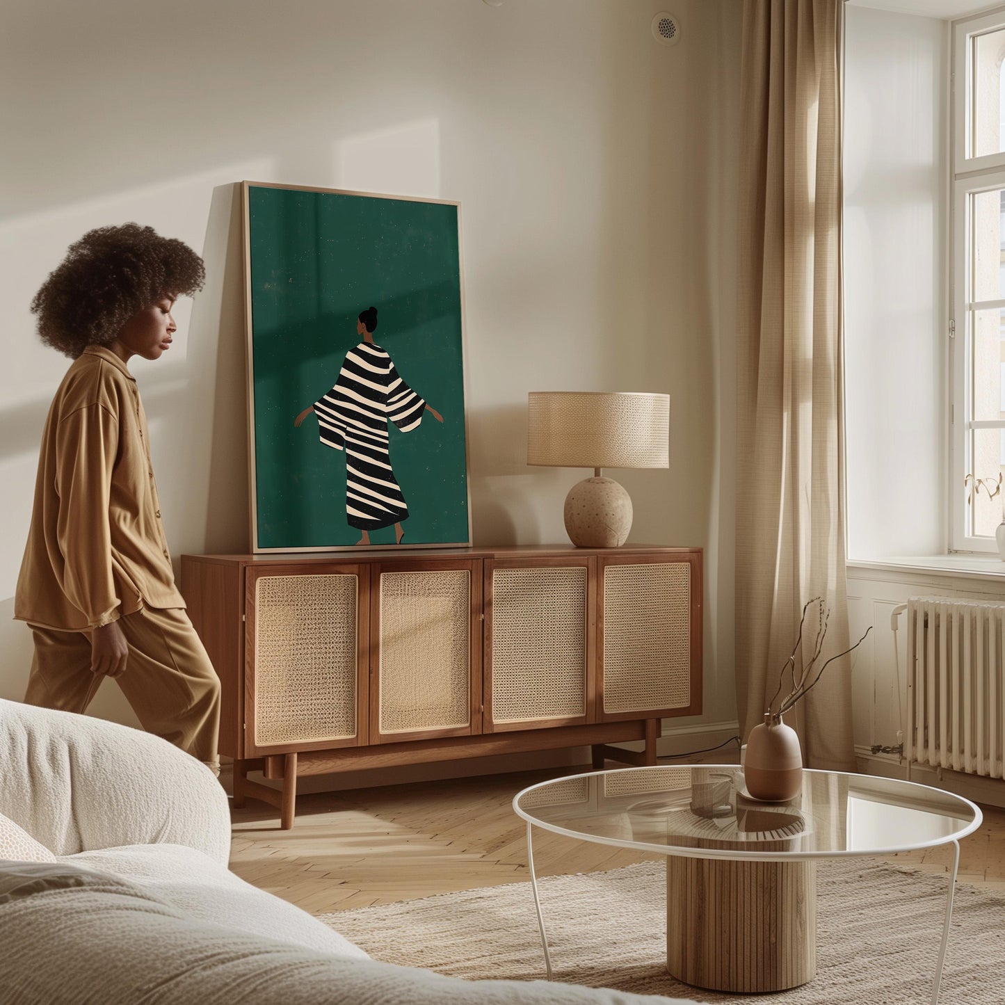 Canvas Wall Art: Emerald Green Abstract People - Set of 2 Prints