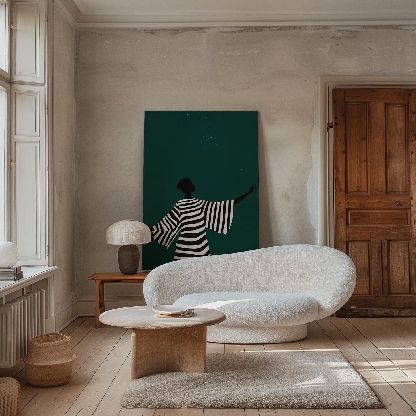 Canvas Wall Art: Emerald Green Abstract People - Set of 2 Prints