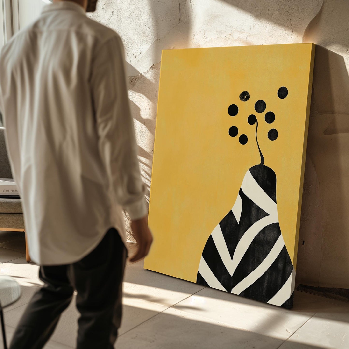 Yellow Abstract Figurative Canvas Set of 2: Modern Canvas for Living Room