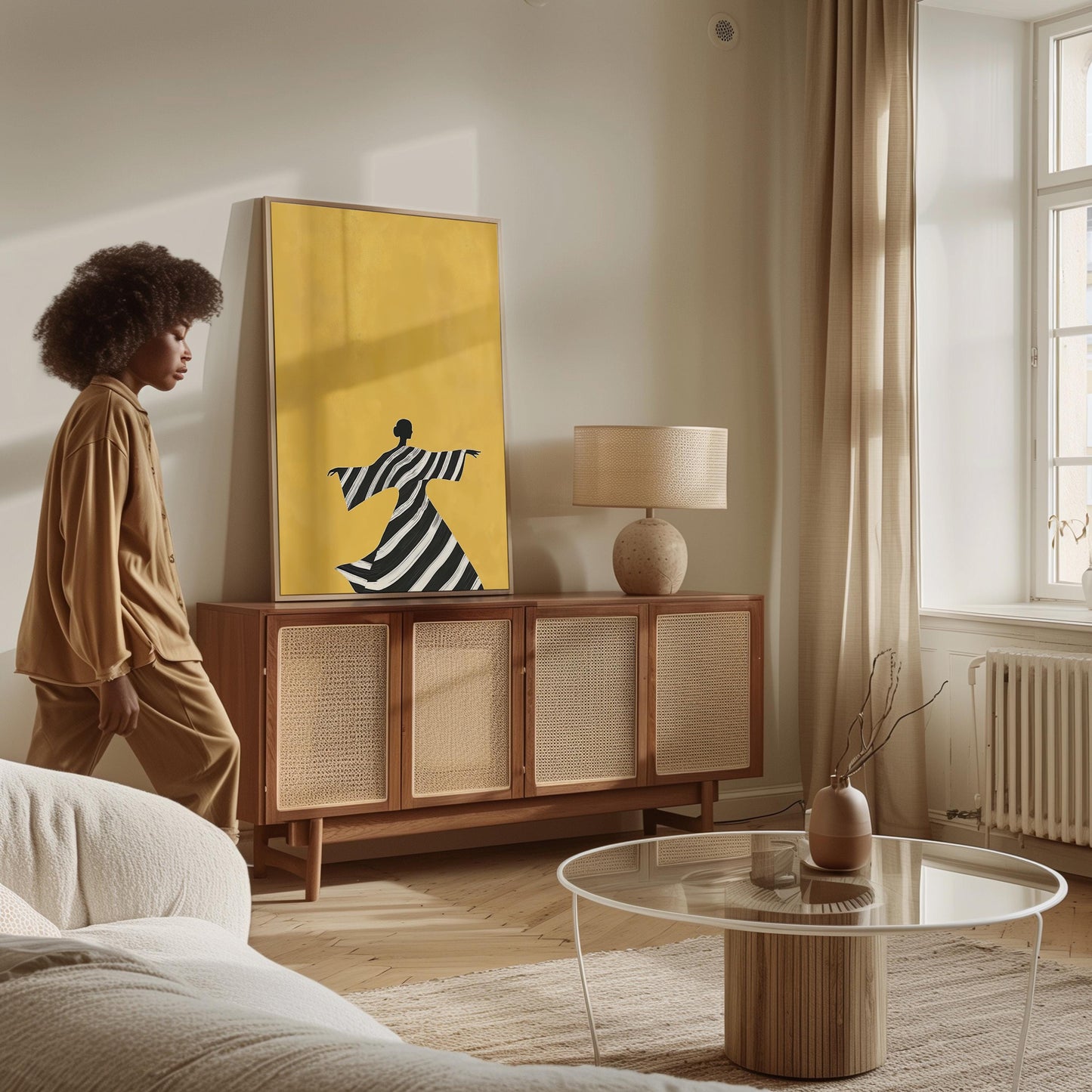 Yellow Abstract Canvas Set of 2: Modern Figurative Wall Art