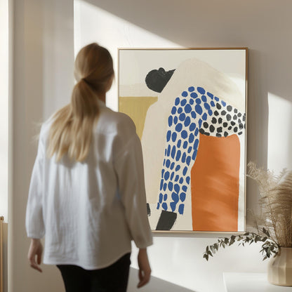 Modern Women Canvas Art Set: Beige and Orange Abstract Prints