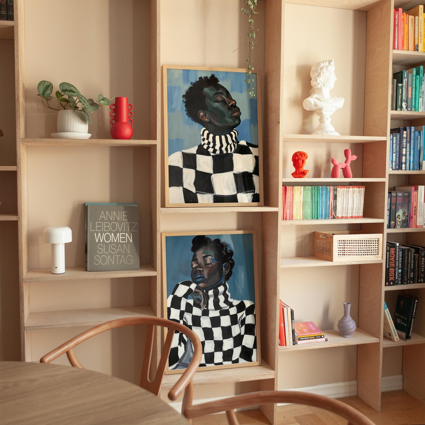 Couple Canvas Print: Afrocentric Modern Art (Black & White