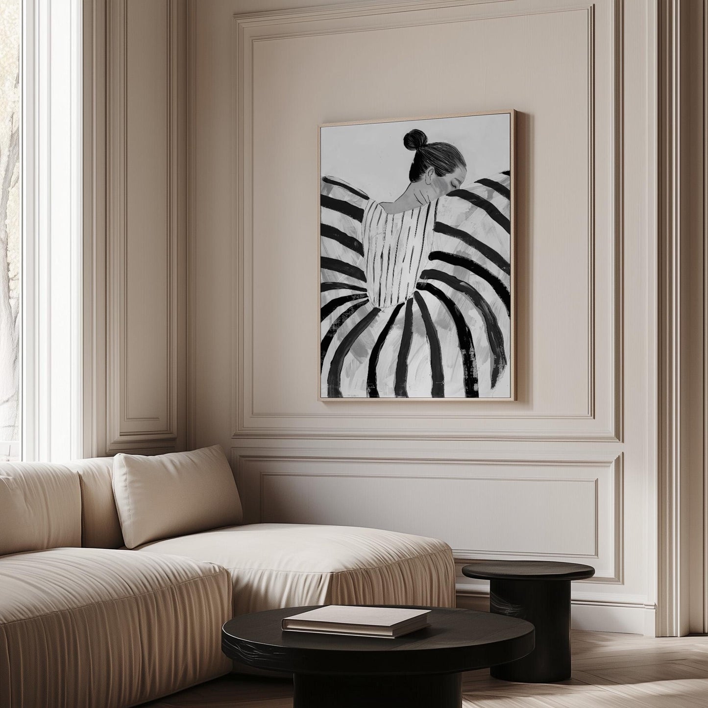 Black and White Dance Canvas Prints - Abstract Figurative Art Set