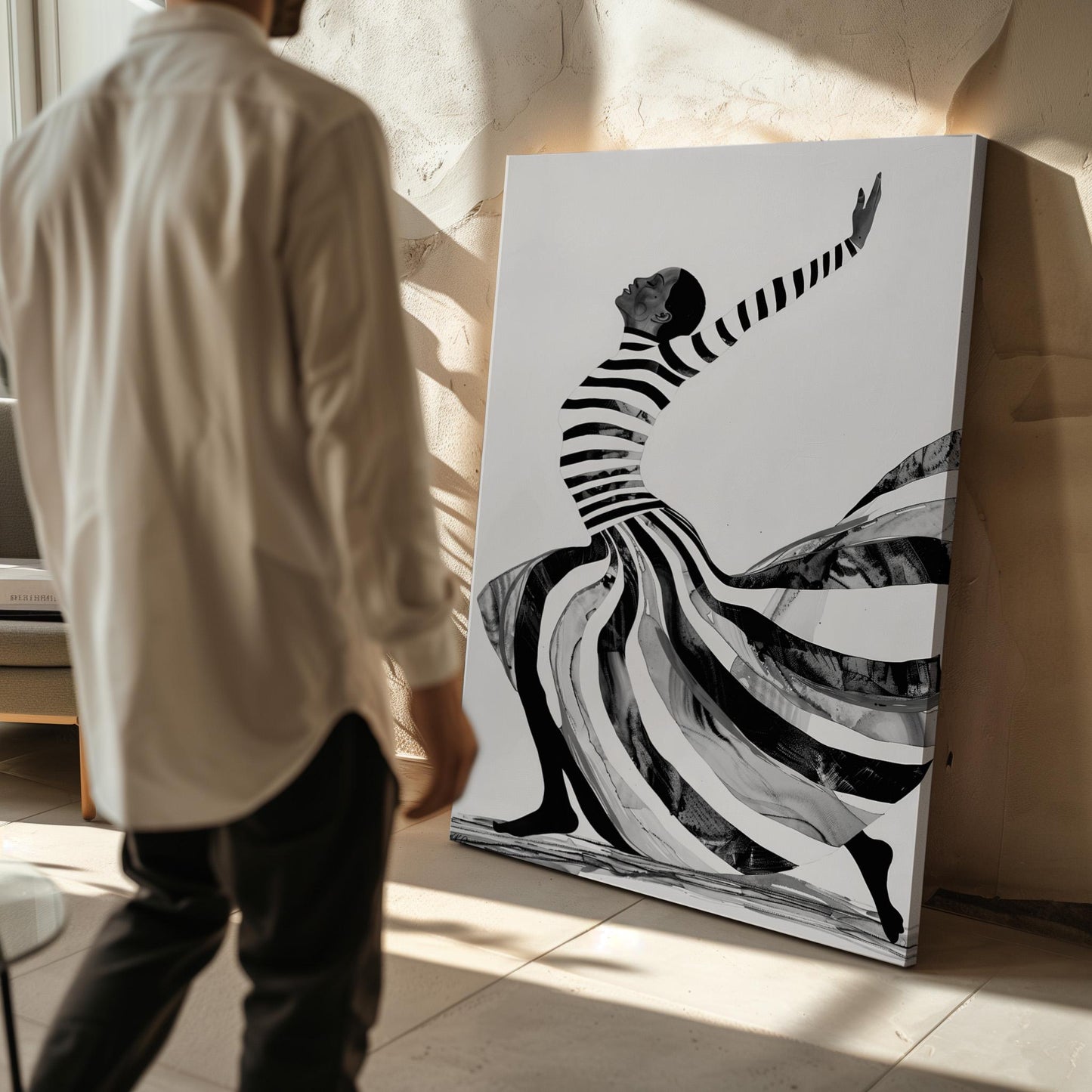 Black and White Dance Canvas Prints - Abstract Figurative Art Set