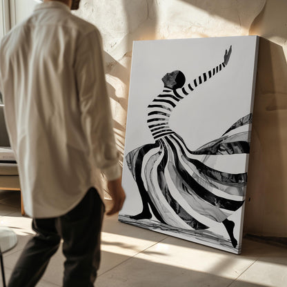 Black and White Dance Canvas Prints - Abstract Figurative Art Set