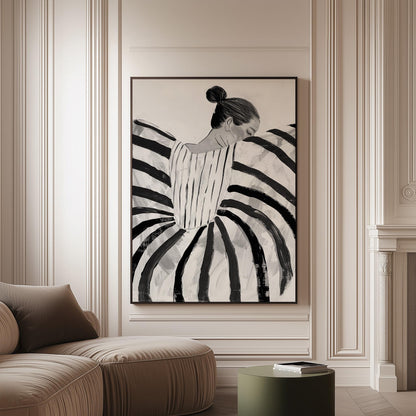 Black and White Dance Canvas Prints - Abstract Figurative Art Set