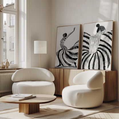 Black and White Dance Canvas Prints - Abstract Figurative Art Set