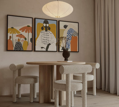 Modern Women Canvas Art Set: Beige and Orange Abstract Prints