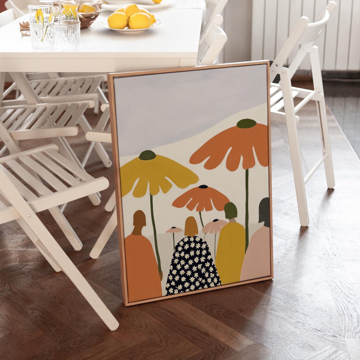 Modern Women Canvas Art Set: Beige and Orange Abstract Prints