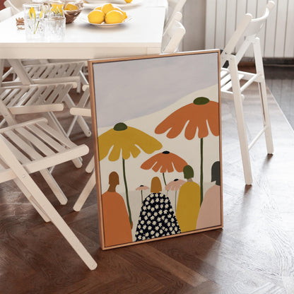 Modern Women Canvas Art Set: Beige and Orange Abstract Prints