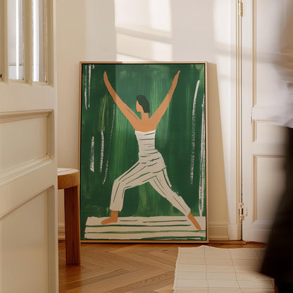 Green Yoga Woman Canvas Prints - Set of 3 Fitness Art