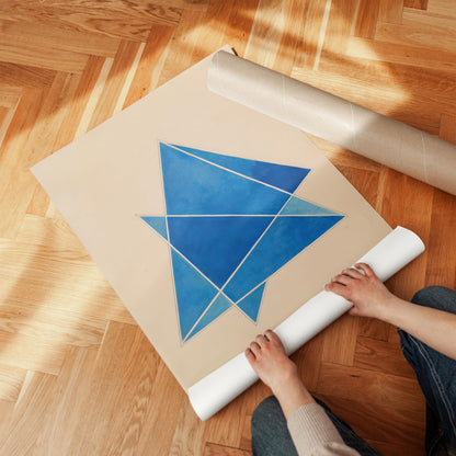 Blue Geometric Triangle Canvas Art