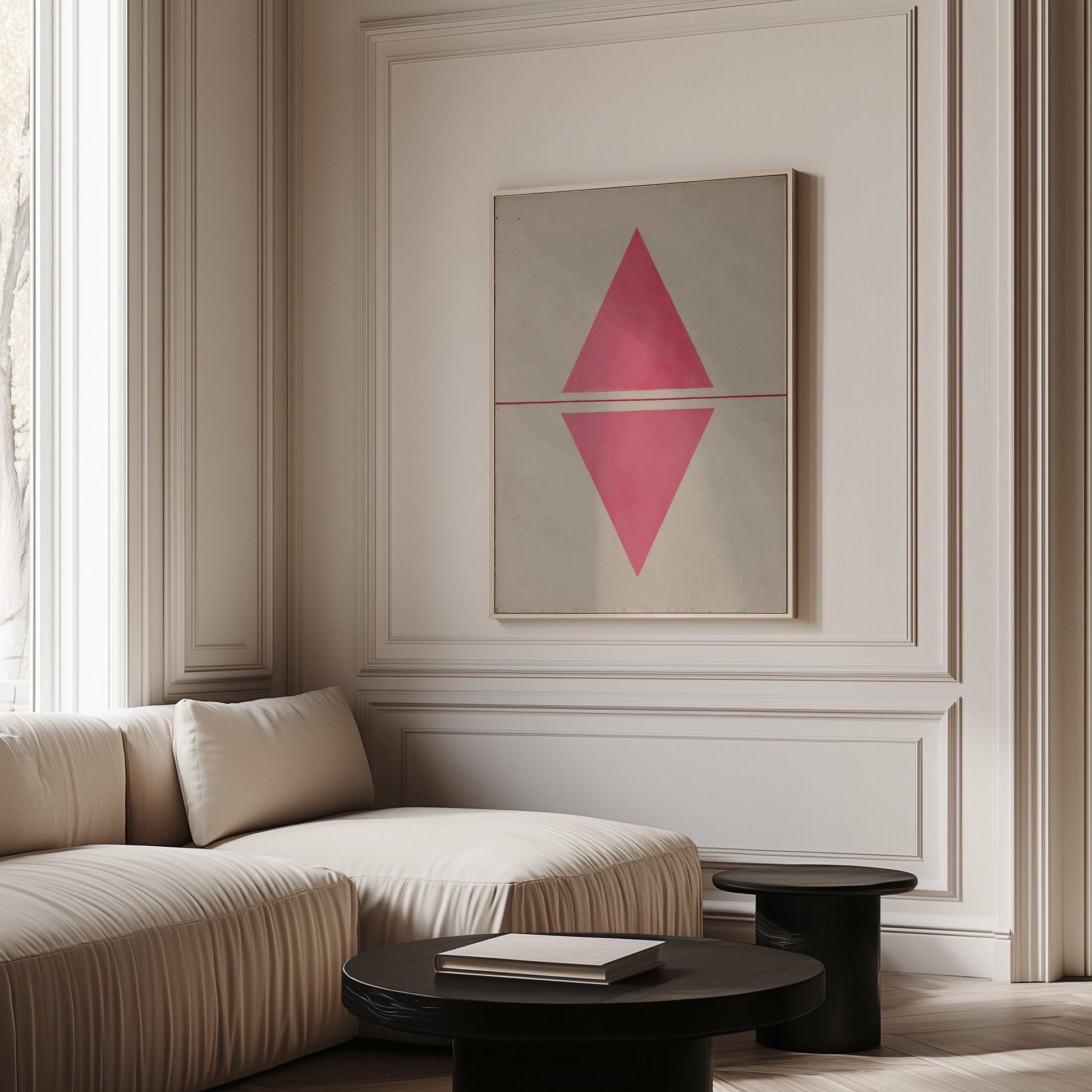 Pink Geometric Triangle Canvas Art