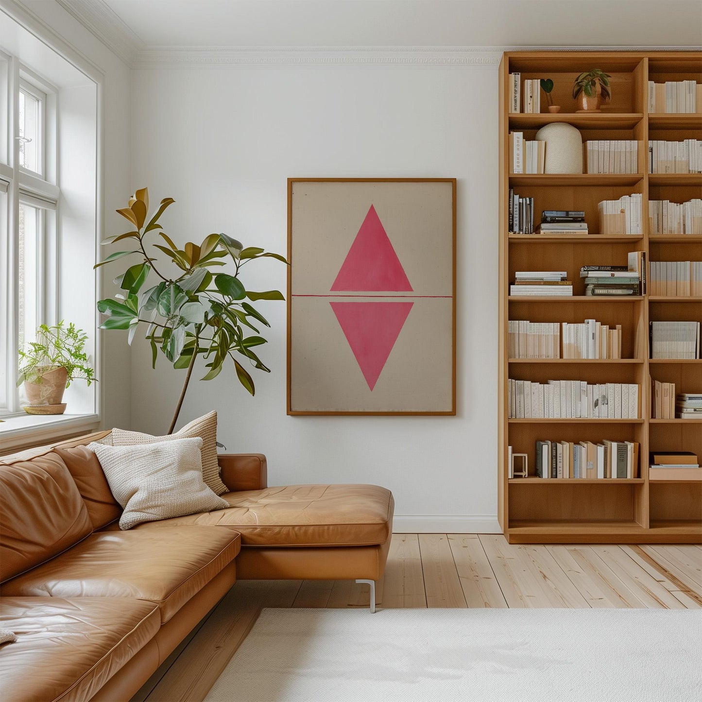 Pink Geometric Triangle Canvas Art