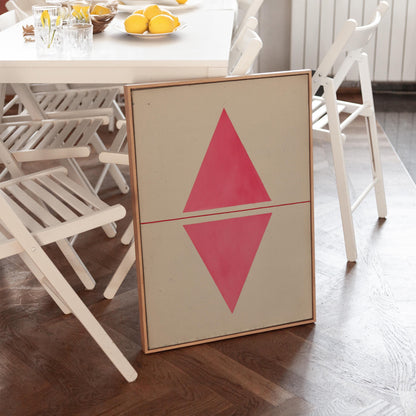 Pink Geometric Triangle Canvas Art