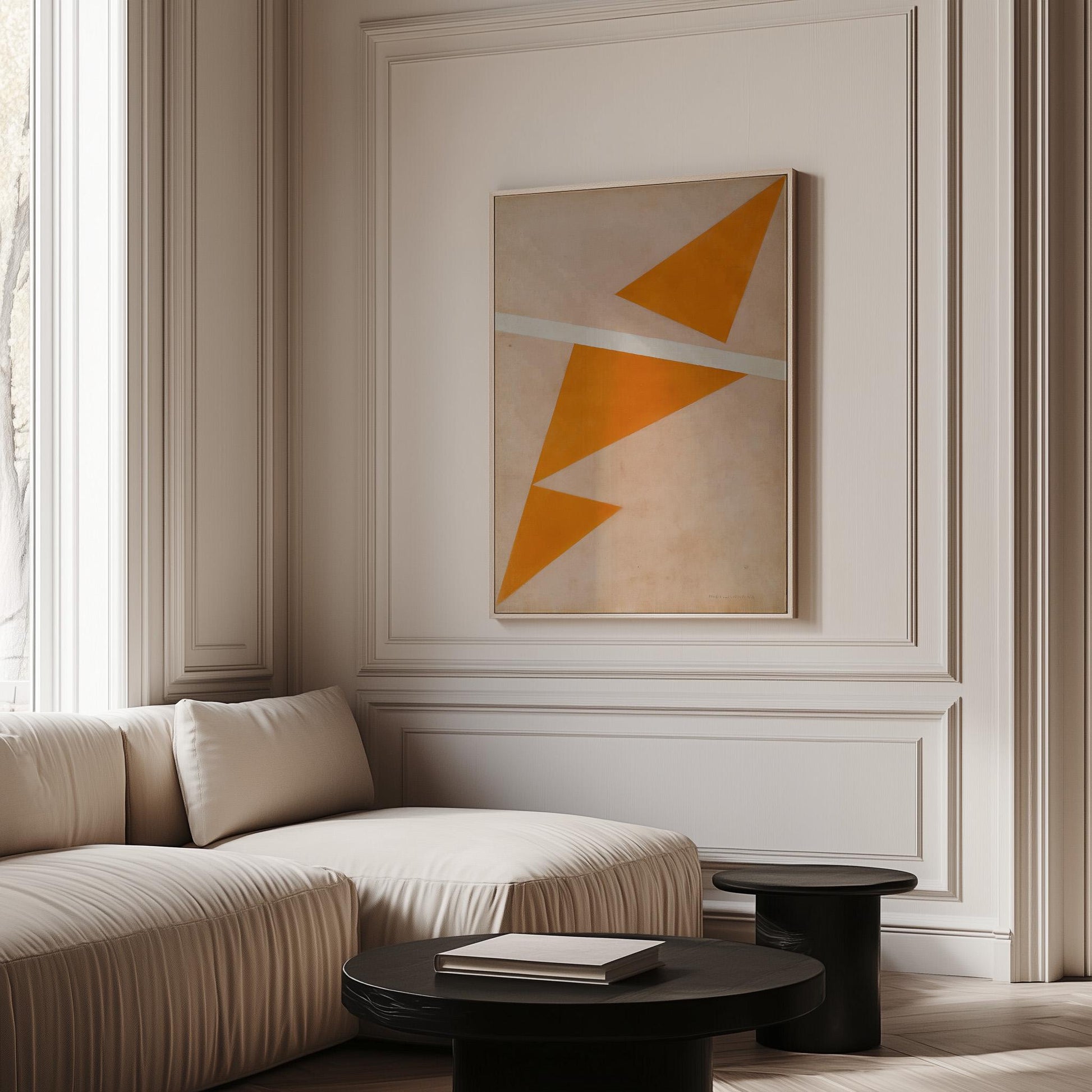 Orange Geometric Triangle Canvas Art