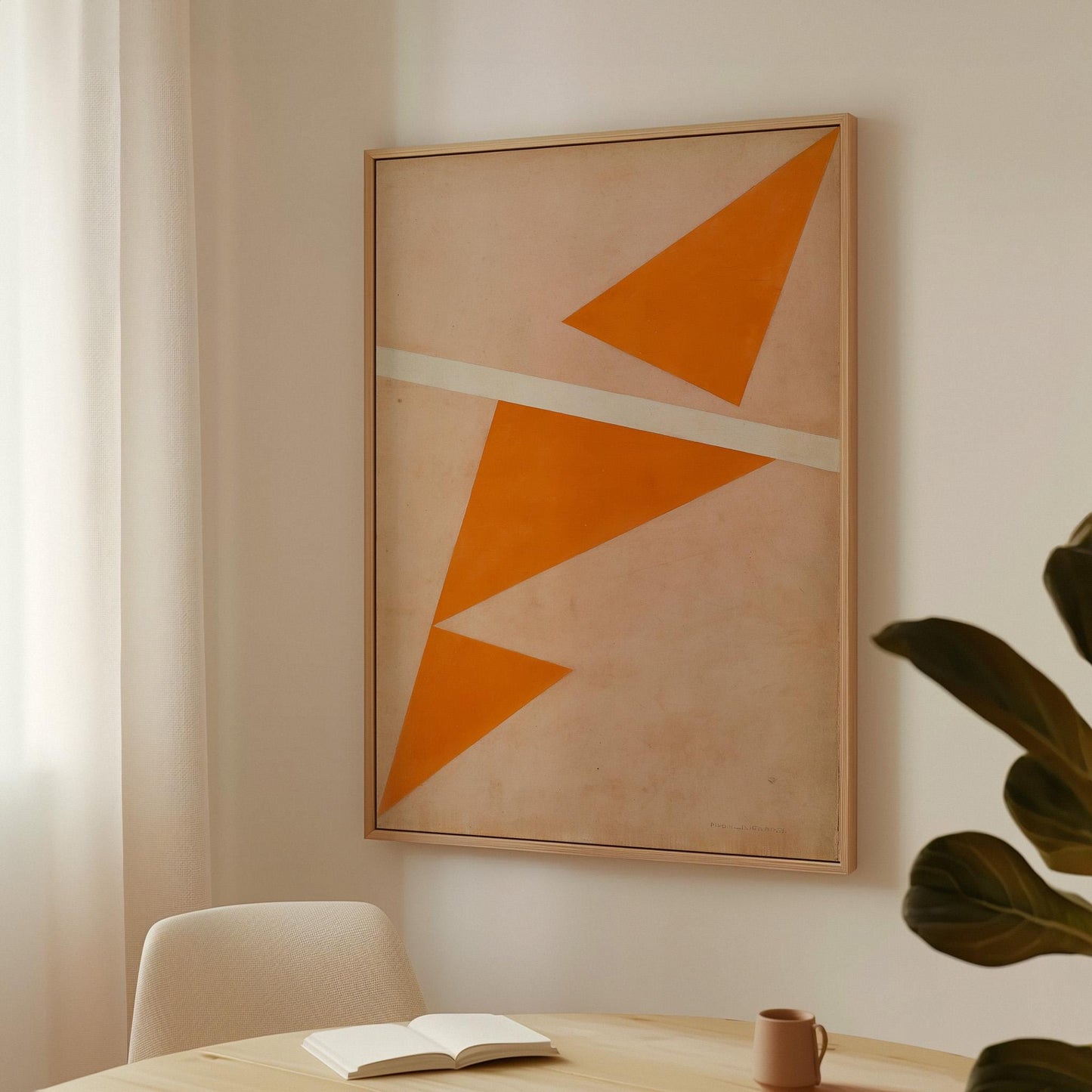 Orange Geometric Triangle Canvas Art