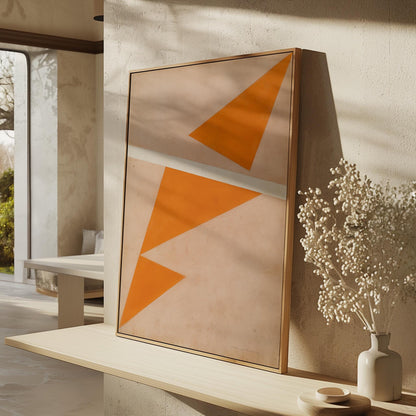 Orange Geometric Triangle Canvas Art