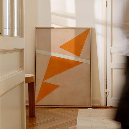 Orange Geometric Triangle Canvas Art
