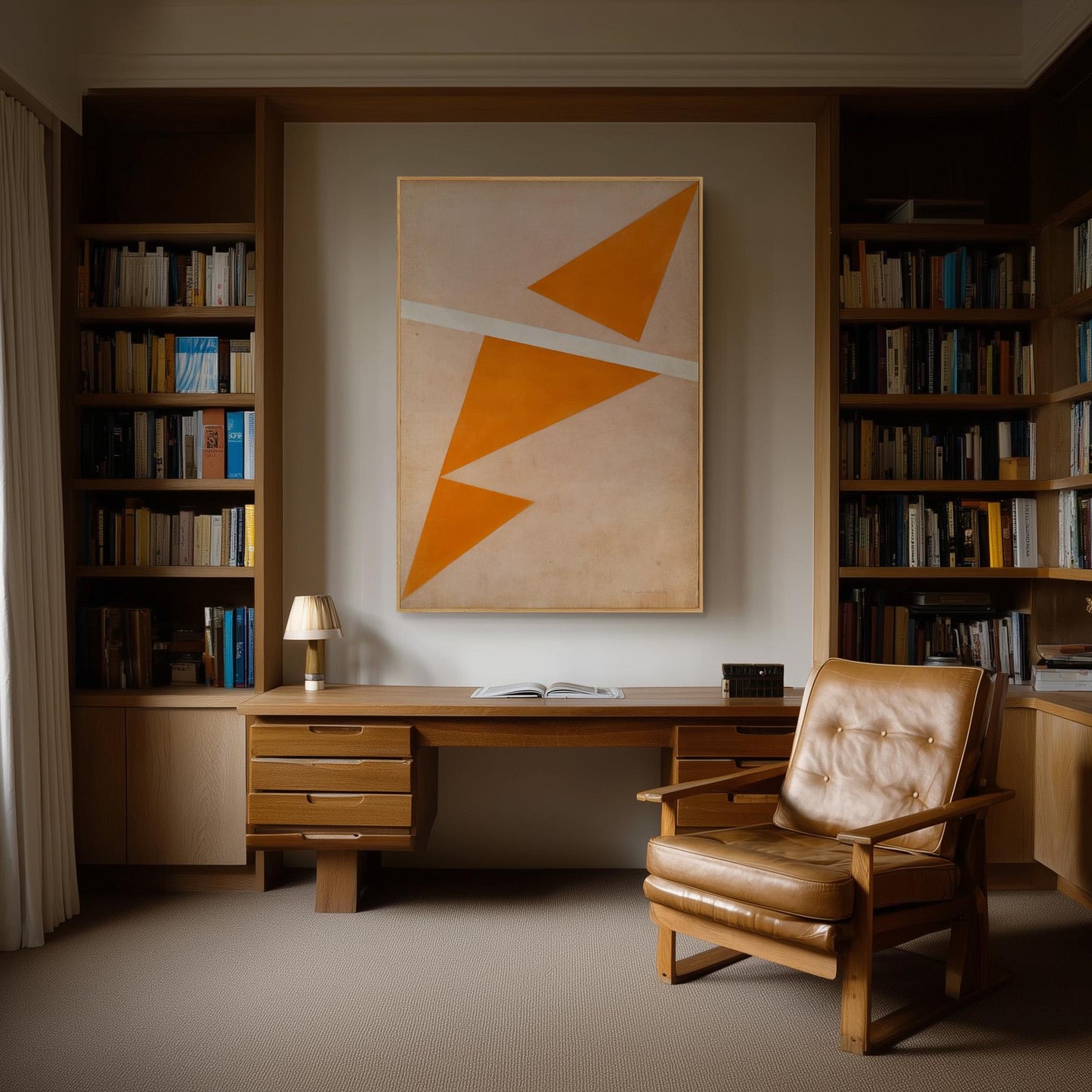 Orange Geometric Triangle Canvas Art