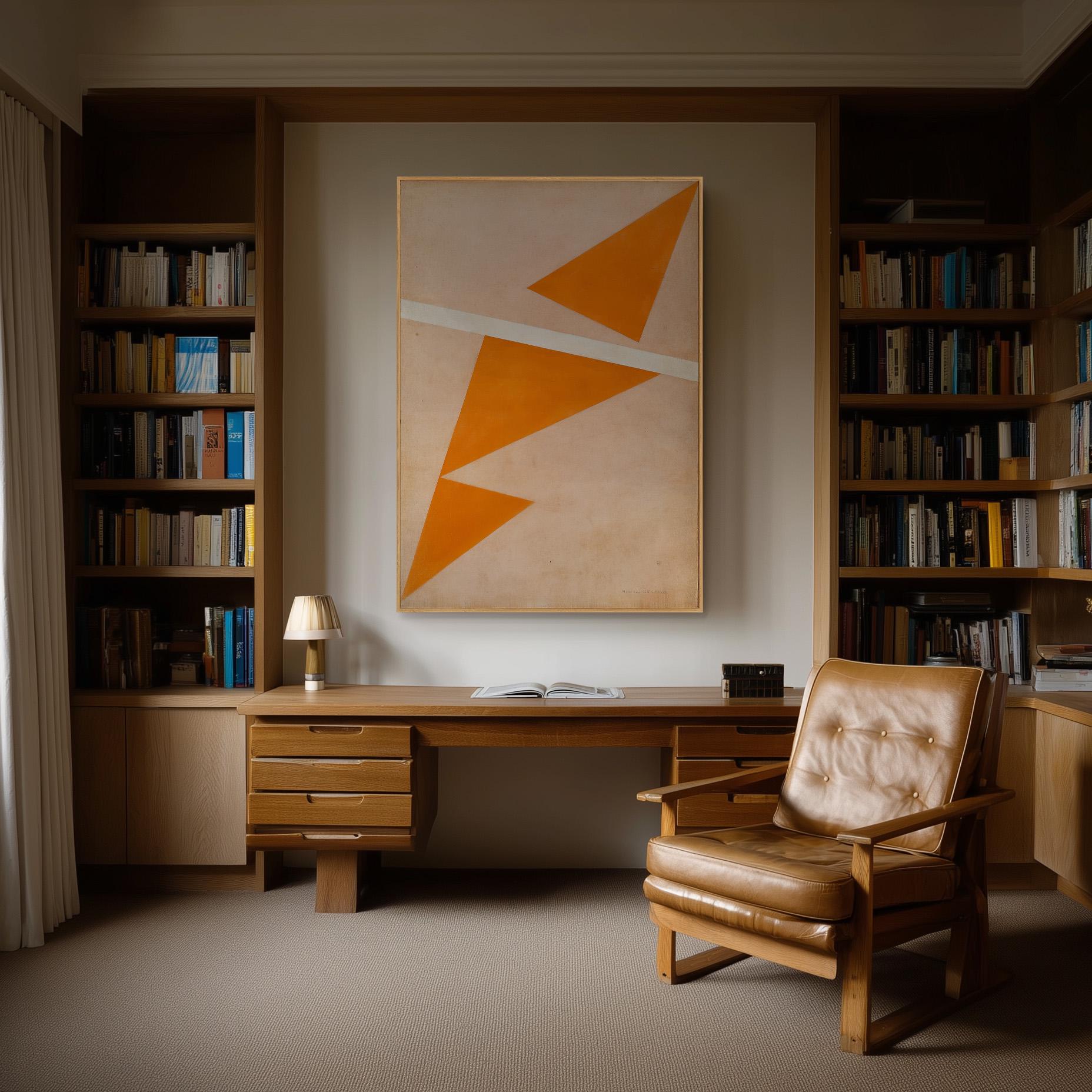 Orange Geometric Triangle Canvas Art