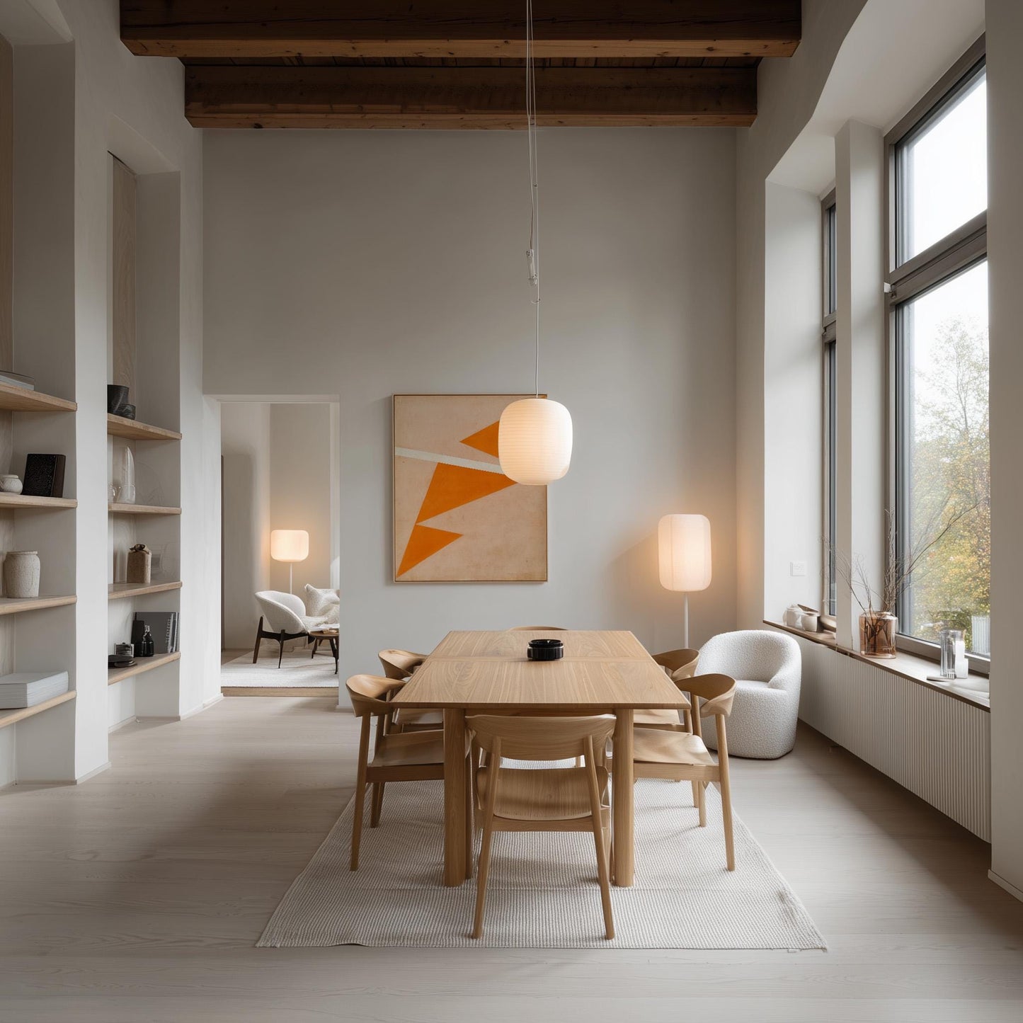 Orange Geometric Triangle Canvas Art