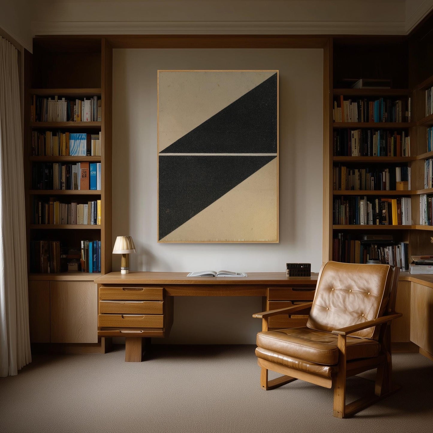 Black Geometric Triangle Canvas Art