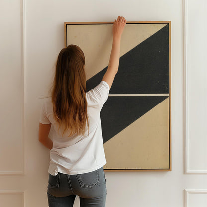 Black Geometric Triangle Canvas Art
