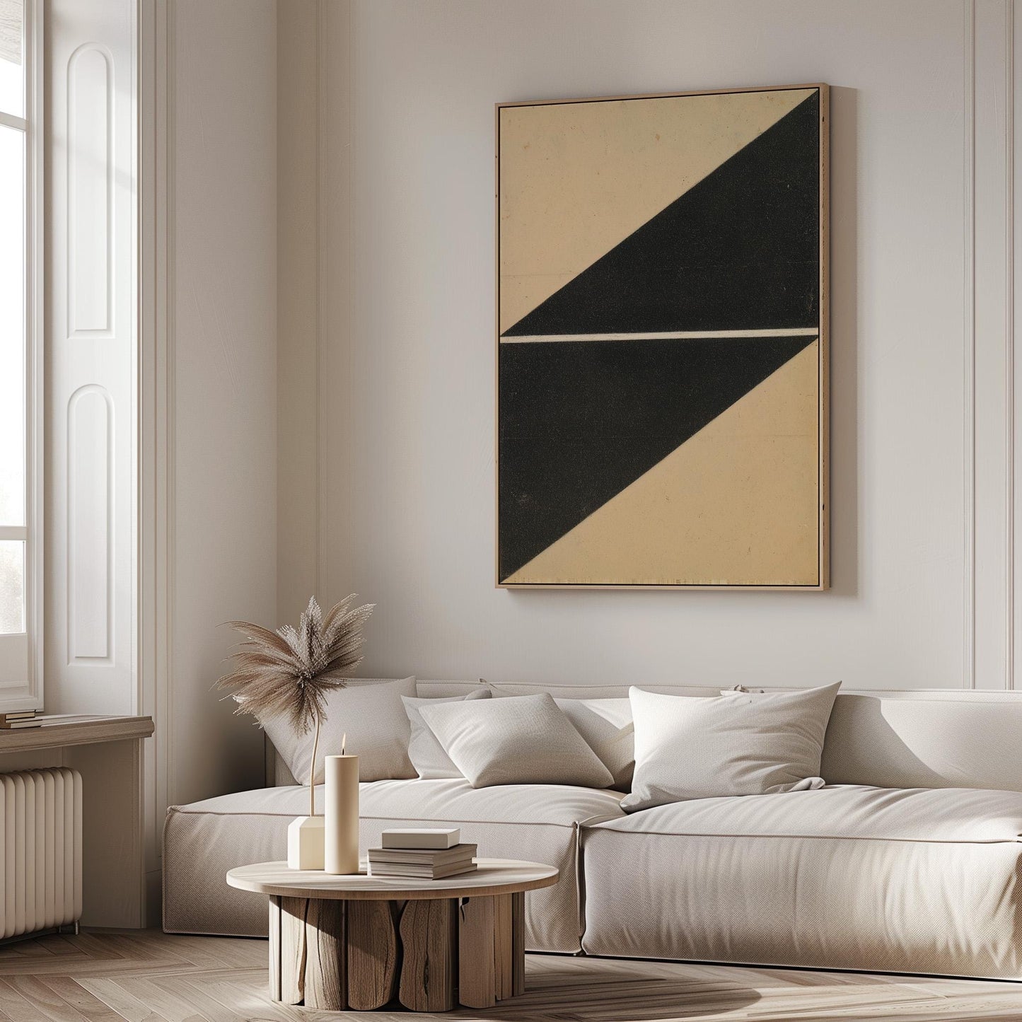 Black Geometric Triangle Canvas Art