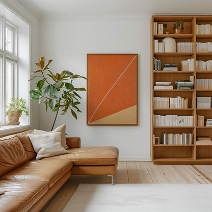 Orange Geometric Minimalist Canvas Art