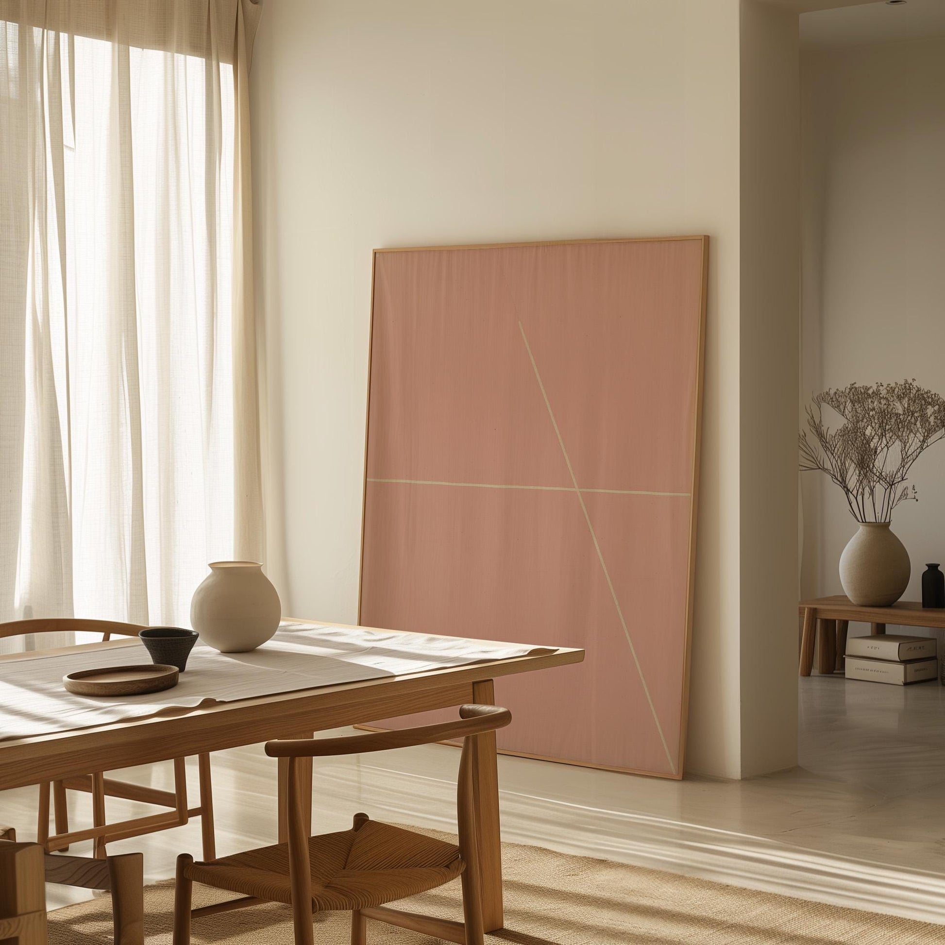 Pink Minimalist Geometric Canvas Art