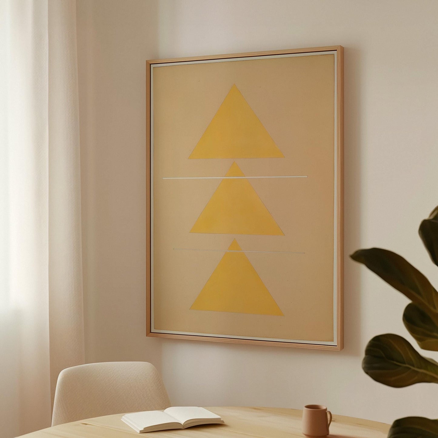 Yellow Geometric Triangle Canvas Art