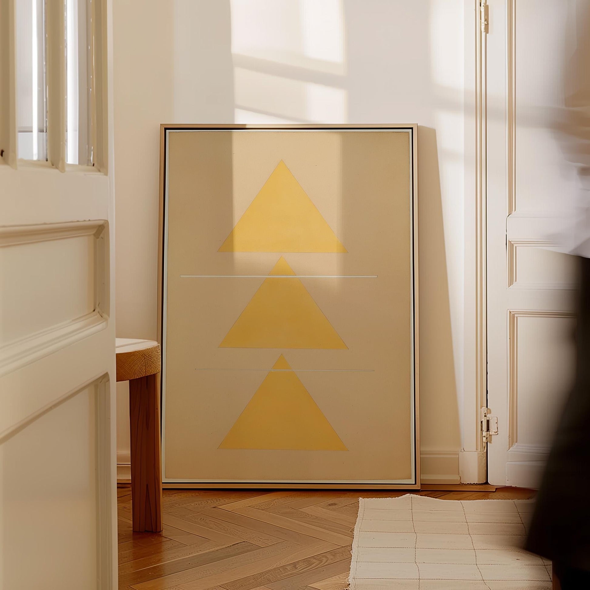 Yellow Geometric Triangle Canvas Art