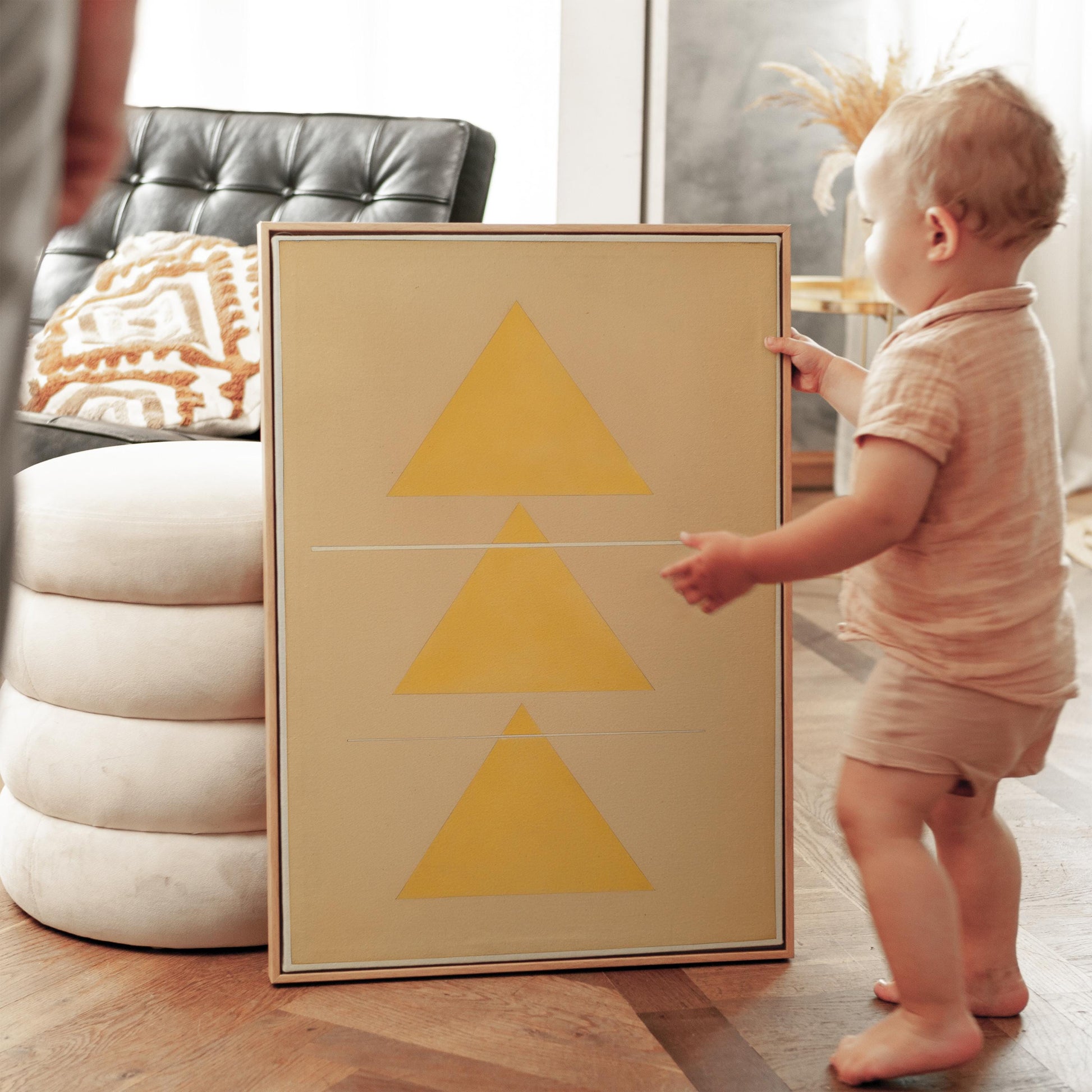 Yellow Geometric Triangle Canvas Art