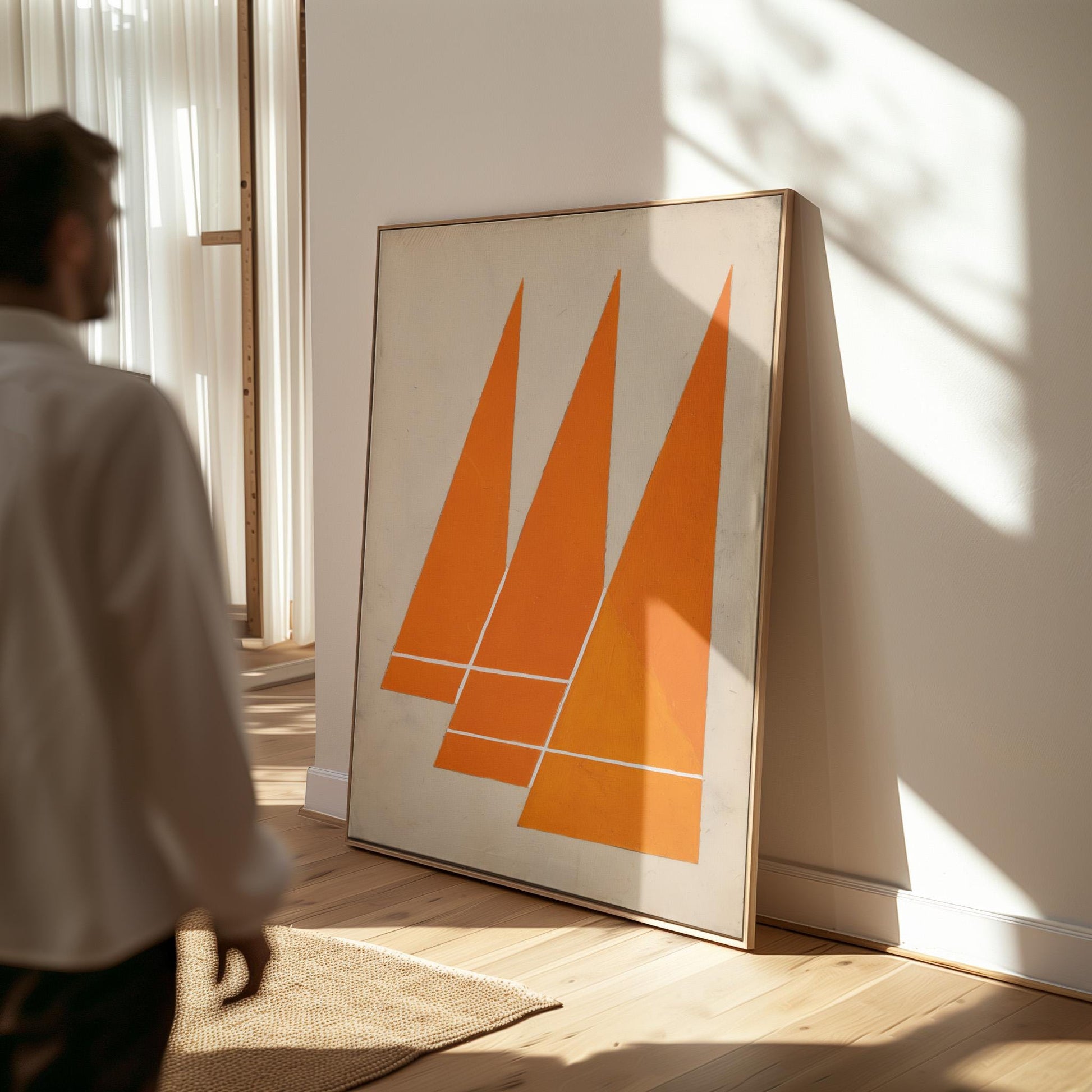 Orange Geometric Canvas Art