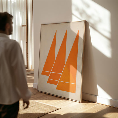 Orange Geometric Canvas Art