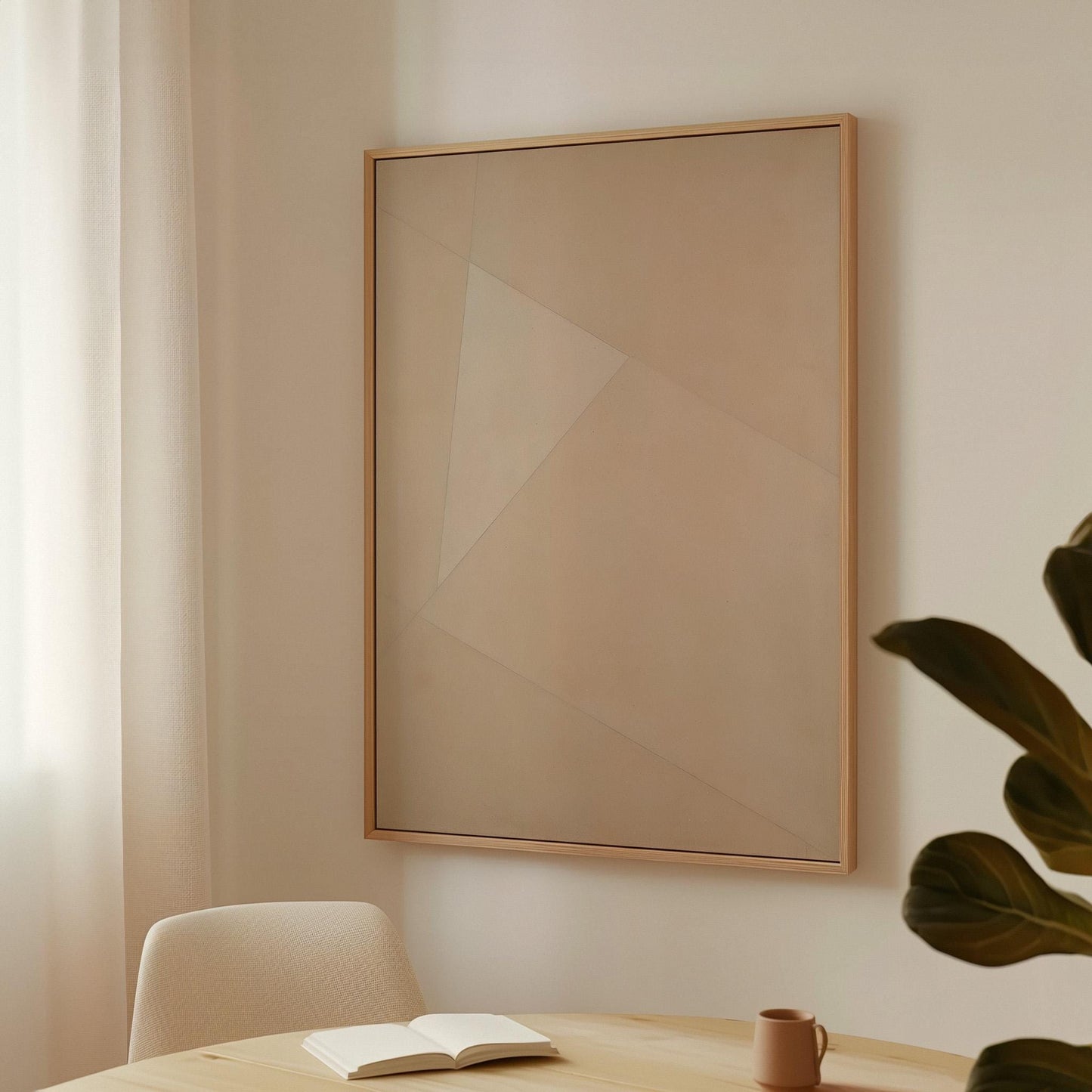 Minimal Beige Geometric Canvas Art
