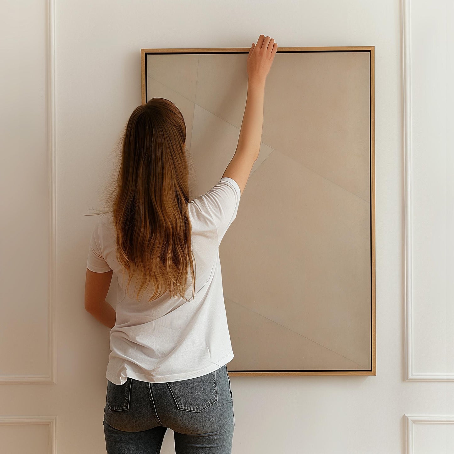 Minimal Beige Geometric Canvas Art