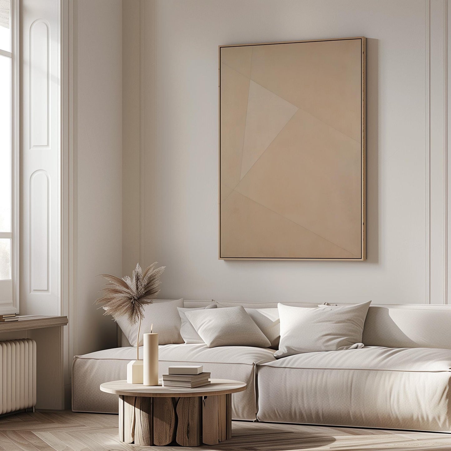 Minimal Beige Geometric Canvas Art