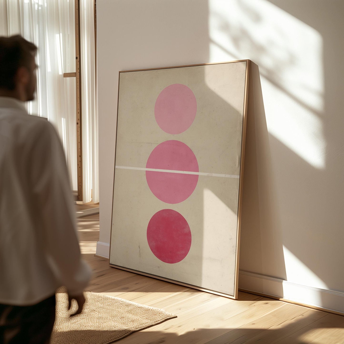 Pink Minimalist Circle Canvas Art